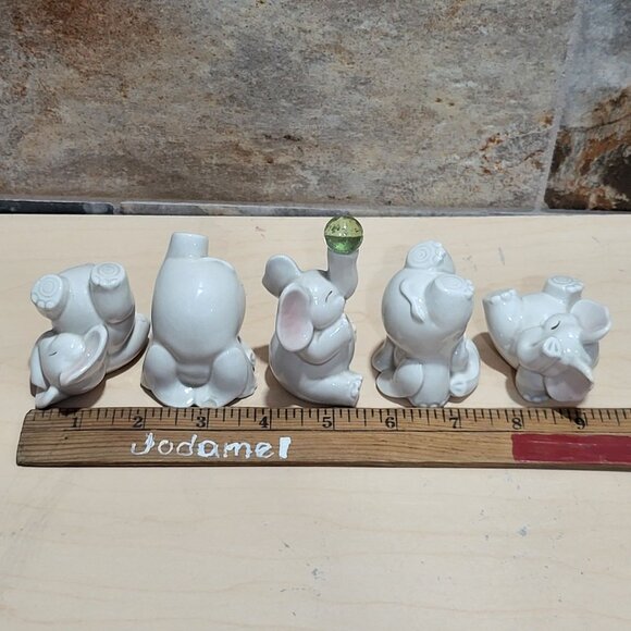 Fitz and Floyd Japan Tumbling Elephants Figurines 1980 Set of 5 - Picture 7 of 11